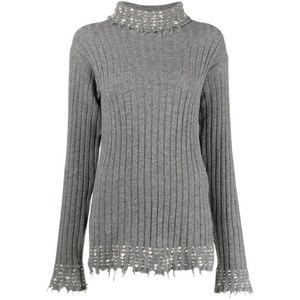 마르니 마르니 언피니시드 에지 하이 넥 니트 스웨터