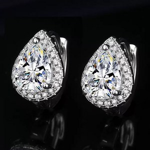 시르겜스 모이사나이트 1캐럿 물방울 모조 다이아몬드 원터치 귀걸이