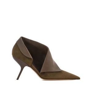 페라가모 이바 펌프스 85mm, US width 6.5C, 그린계열+브라운계열