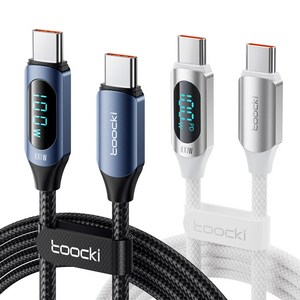 TOOCKI 알루미늄 합금으로 디스플레이 C-C 100w 고속 충전케이블