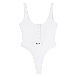 베르사체 로고 자수 골지 바디수트, 화이트계열, Numeric 3(KR 77)