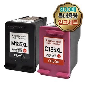 삼성 (특대용량 잉크세트) INK-M185 INK-C185 검정 컬러 SL-J1680 J1683 J1685 J1780W J1780DW J1785W M185XL C185XL 라온잉크, 1세트, 검정+컬러