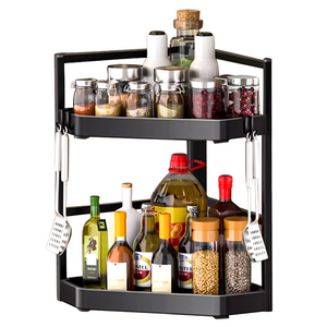 Qiaokao 주방 삼각형 수납 선반, 블랙, 39x32x24cm, 1개