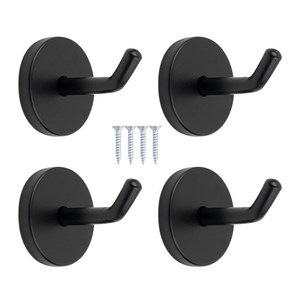 국내산 벽옷걸이 스텐 후크 돌출걸이 4개입+설치피스, A-03 블랙 소 50mm(4개입)