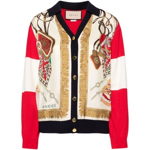 구찌 크레스트 프린트 울 가디건