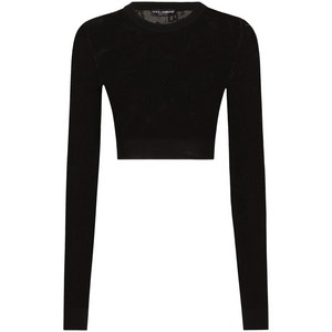 돌체앤가바나 모노그램 오픈 니트 크롭 탑