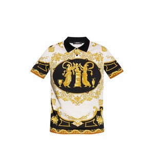 베르사체 패턴 폴로 셔츠, 화이트계열+블랙계열, Italy 50(KR 105)