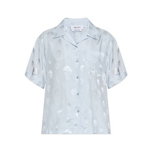 알렉산더맥퀸 스컬 프린트 버튼 업 셔츠, 블루계열, Italy 38(KR 44)