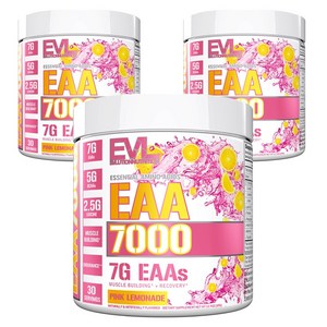 EVLUTIONNUTRITION EAA 7000 필수아미노산 핑크 레모네이드 맛, 309g, 3개