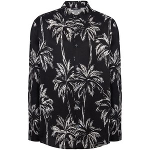 발망 야자수 프린트 새틴 셔츠, 블랙계열+베이지계열, Collar (cm) 40(KR 110)