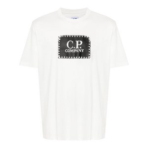 C.P.컴퍼니 라벨 스타일 로고 저지 티셔츠