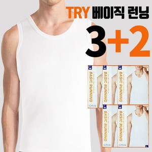 트라이 남성용 민소매런닝 5매 순면 100%