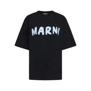 마르니 로고 프린트 라운드 넥 티셔츠, 블랙계열, Standard XS(KR 44-55)