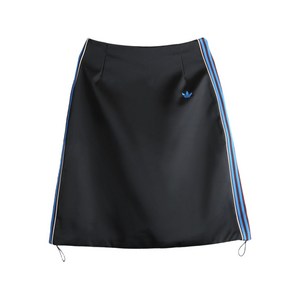 아디다스 새틴 스트라이프 디테일 스커트, 블랙계열+블루계열, Standard S(KR 55)