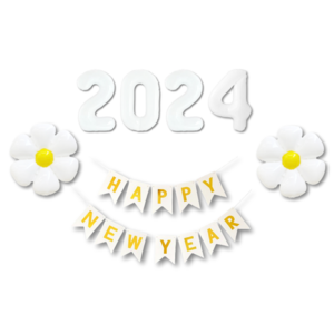 베르트폴 2024 풍선 해피뉴이어 파티용품 세트, 데이지