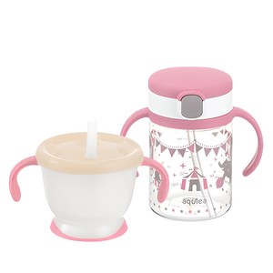 릿첼 AQ 첫걸음 머그 150ml + 빨대컵 200ml 세트, 핑크, 1세트