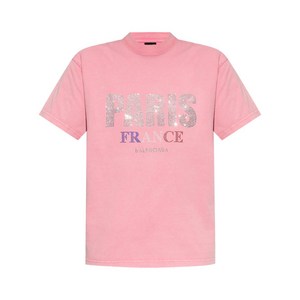 발렌시아가 로고 스터드 티셔츠, 핑크계열, Standard XXS(KR 33)