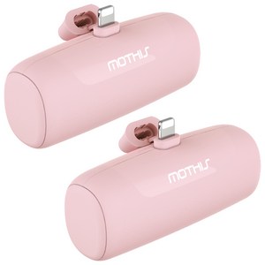 1+1 모디스 C타입 8핀 5000mAh 일체형 미니 포켓 도킹형 무선 휴대용 보조배터리, 아이폰 8핀 핑크(1+1)