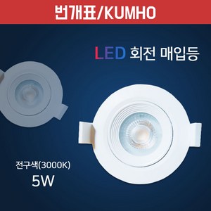 번개표 LED 회전 매입등 5W, 전구색, 1개