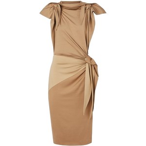 버버리 타이 디테일 트라이톤 실크 저지 드레스, 베이지계열, UK 6(KR 44-55)