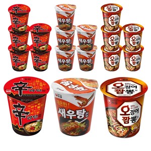 농심 신라면 컵 65g 6p + 오징어짬뽕 컵 67g 6p +새우탕 컵 67g 6p, 1세트