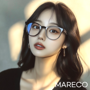 마레코 남녀공용 초심플 오버핏 뿔테안경 [블루라이트 차단 렌즈]