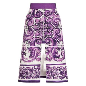 돌체앤가바나 미니 마졸리카 프린트 스커트, 화이트계열+바이올렛/보라계열, Italy 40(KR 44)