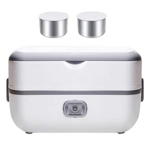 Detao 보온 도시락 휴대용 도시락 가열 도시락통 전기 도시락 런치박스 도시락 가열 1단 2단 그레이 핑크 2가지 색상, 1단, 그레이, 1개