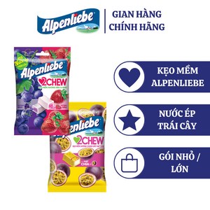 [Alpenliebe 알펜리베] 알펜리베 투츄 소프트 캔디 대팩 / 소팩 (다양한 맛), 딸기 및 포도|63개 팩, 1개