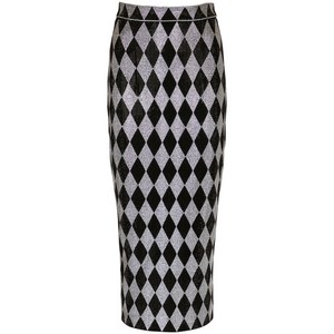 발망 라인스톤 장식 미디 스커트, 블랙계열+실버계열, France 34(KR 55)