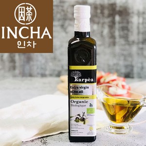 인차 유기농 엑스트라버진 압착 올리브유 올리브오일, 1개, 500ml