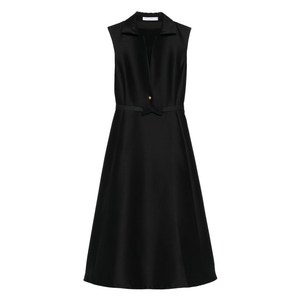 디올 보우 디테일 민소매 미디 드레스