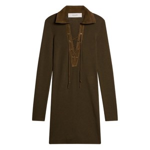 골든 구스 레이스업 칼라 니트 미니 드레스, 그린계열, Standard S(KR 55)