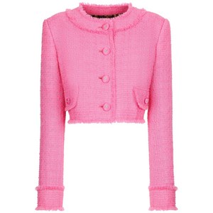 돌체앤가바나 라운드 넥 트위드 크롭 재킷, 핑크계열, Italy 44(KR 66)
