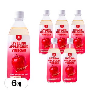 라이블링 애사비 제로 소다 사과맛 고함량 애플사이다비니거 탄산음료, 6개, 500ml