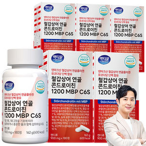 철갑상어 연골 콘드로이친 1200 MBP C6S 6형 저분자 식약청 HACCP 액티뮨, 180정, 5개