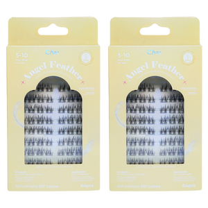 Char 핸드메이드 할로 피더 콜렉션 앤젤 피더 인조 속눈썹, 블랙, 2개