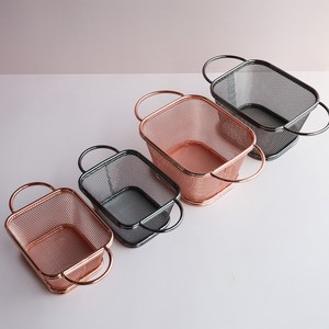 kd 스텐 미니 바스켓 양손 감자튀김 후렌치 후라이 사각, 로즈골드