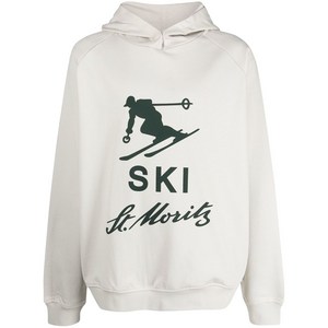 발리 스키 그래픽 프린트 후디