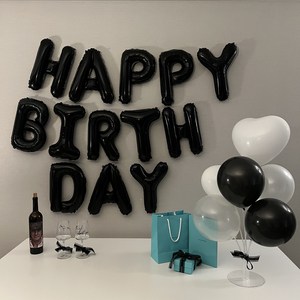 하피블리 연인 생일이벤트 풍선 가랜드 생일 파티 용품 세트, 블랙, 1세트