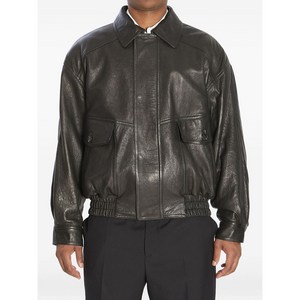 생로랑 레더 플랩 포켓 재킷, 블랙계열, France 48