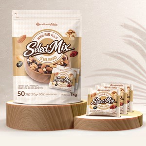 셀렉트 5종 믹스넛 50봉 (20g*50봉) 견과류 베리 혼합 매일견과 하루견과, 20g, 50개