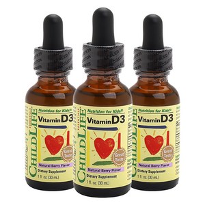 차일드라이프 어린이 비타민 D3 내추럴 베리 맛, 29.6ml, 3개