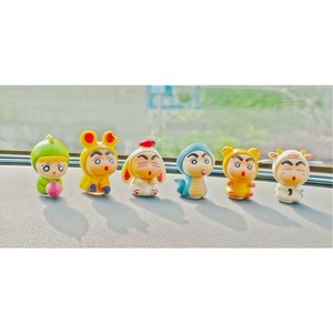 [귀여운 자동차 인테리어 소품] 짱구는 못말려 피규어 6종 세트 차량 대시보드 장식/자동차 꾸미기 인형, 1세트, 짱구6종세트Style1