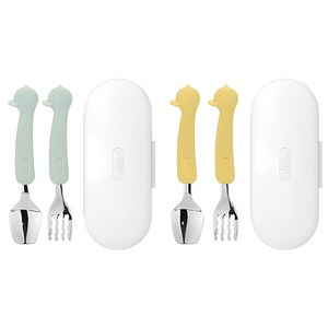 에디슨 유아 실리콘 스푼 포크 케이스 2종 세트, 오리옐로우 + 오리..., 스푼 + 포크 + ..., 1세트