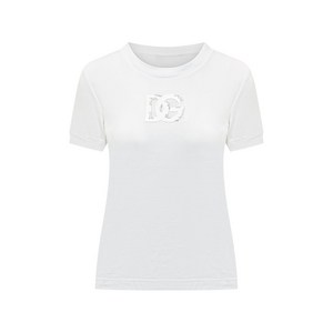 돌체앤가바나 로고 디테일 반소매 티셔츠, 화이트계열, Italy 40(KR 44)