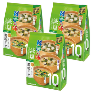 마루코메 대용량 동결건조된 고급 음식점의 소금을 줄인 과립 미소국 두부 4개입 + 튀긴 가지 3개입 + 채소 3개입, 79g, 3개