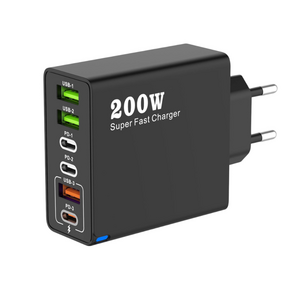 200W 접지 초고속 충전기 6포트 3USB+3PD 적용애플 아이폰 아이패드 삼성 갤럭시 픽셀 고속 전원 어댑터