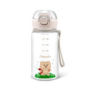 다소다 원터치 트라이탄 허그보틀 어린이 물통 스트랩세트, 400ml, 크림화이트, 1개