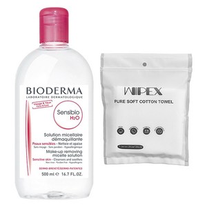 바이오더마 센시비오 H20 + wipex 퓨어 소프트 코튼 타월 화이트 6개입